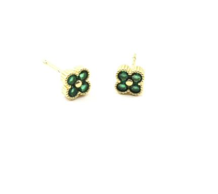 Emerald Crystal Clover Stud - Pure Apotheca