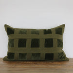 Emerald Velvet Checker Cushion Cover 40x60cm - Pure Apotheca