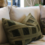 Emerald Velvet Checker Cushion Cover 40x60cm - Pure Apotheca