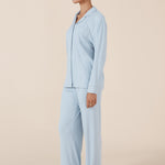 Emilia Ribbed Lounge PJ Set Powder Blue - Pure Apotheca