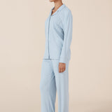 Emilia Ribbed Lounge PJ Set Powder Blue - Pure Apotheca