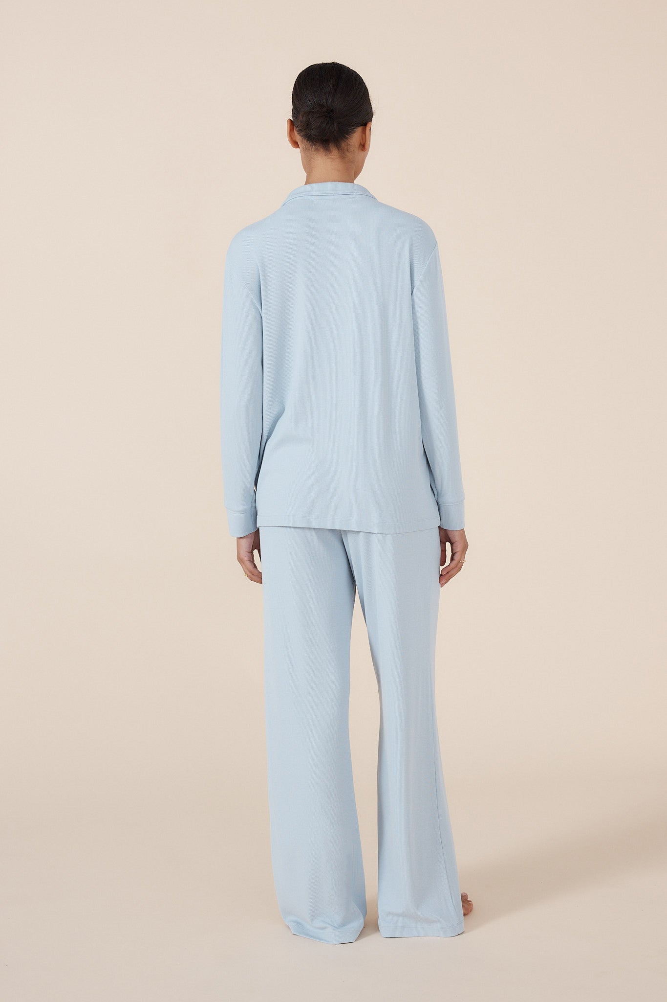 Emilia Ribbed Lounge PJ Set Powder Blue - Pure Apotheca