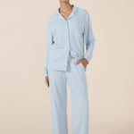 Emilia Ribbed Lounge PJ Set Powder Blue - Pure Apotheca