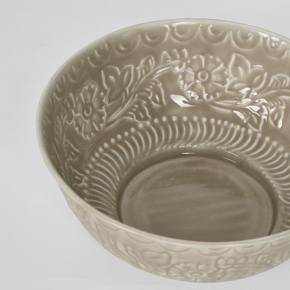 Enamel Bowl Embossed Taupe - Pure Apotheca