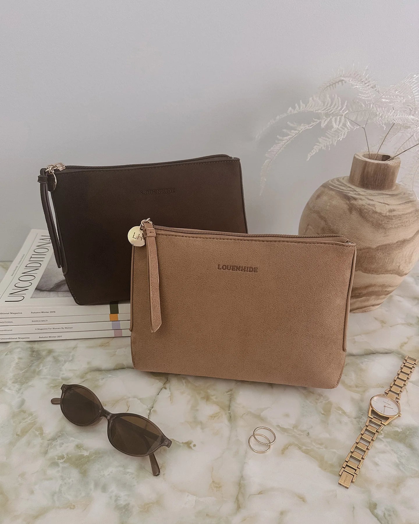 Everyday Pouch Suedette Chocolate - Pure Apotheca