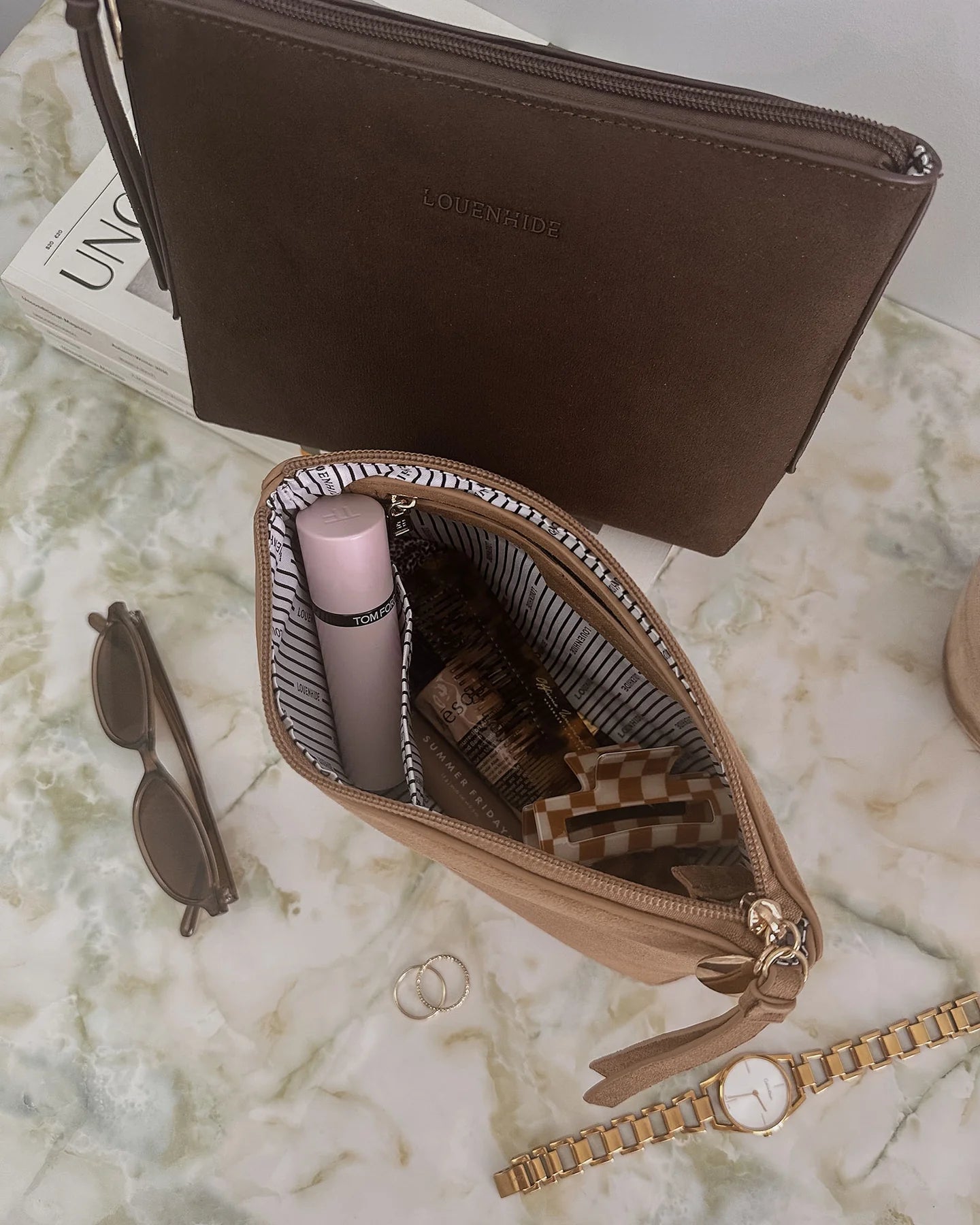 Everyday Pouch Suedette Chocolate - Pure Apotheca
