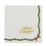 Merry Xmas 20pck 3 Ply 33cm Napkin Wht