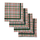 Tartan Check Napkins with Velvet Trim Set/4 40cm Green/Red
