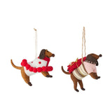 Jolly Pup Dog Felt Ornament 2ASSTD 15x10.5cm  2/Ast