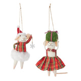 Tartan Mouse Felt Ornament 2/ASSTD 14cm