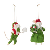 Merry Mouse Felt Ornament 2/ASSTD 10x8x12cm