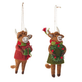 Merry Highland Cow Felt Ornament 2/ASSTD 14cm