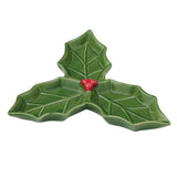 Holly Leaf Plate Ceramic 22.5x19x3cm Grn