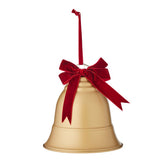 Luxe Chime Gold Bell with Red Velvet Bow Door Hanger LRG Met 33cm Gold