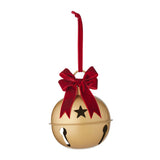 Luxe Chime Gold Bell with Red Velvet Bow Door Hanger SML 29cm Metal Gold