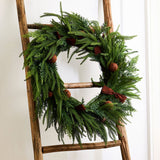 Mixed Pine Wreath Brown Velvet Bows and Bells