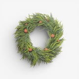 Mixed Pine Wreath Brown Velvet Bows and Bells