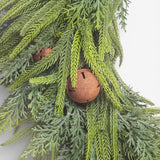 Mixed Pine Wreath Brown Velvet Bows and Bells