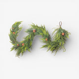 Mixed Pine Garland Brown Velvet Bows and Bells