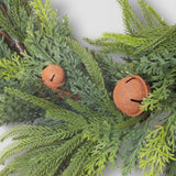 Mixed Pine Garland Brown Velvet Bows and Bells