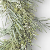Mixed Silver Green Wreath 60cm