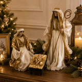 Luxe Nativity  3 Piece Set Ivory Gold