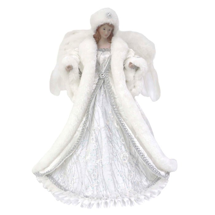 FABRIC ANGEL TREE TOPPER WHITE SILVER - Pure Apotheca