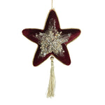 FABRIC BURGUNDY GOLD STAR WITH TASSLE - Pure Apotheca