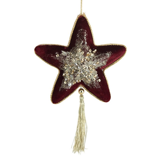 FABRIC BURGUNDY GOLD STAR WITH TASSLE - Pure Apotheca