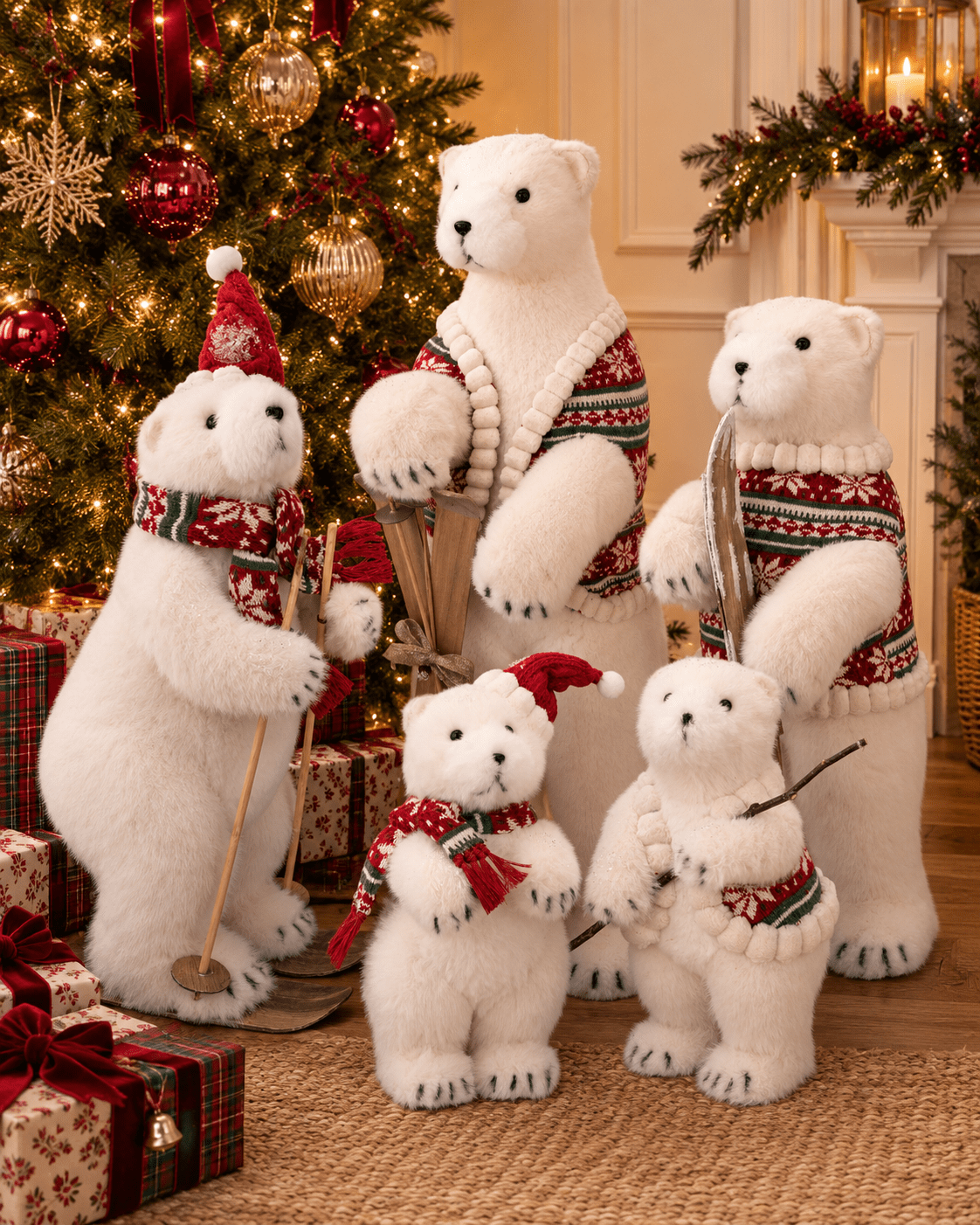 Fair Isle Knit Standing Polar Bear 33cm - Pure Apotheca