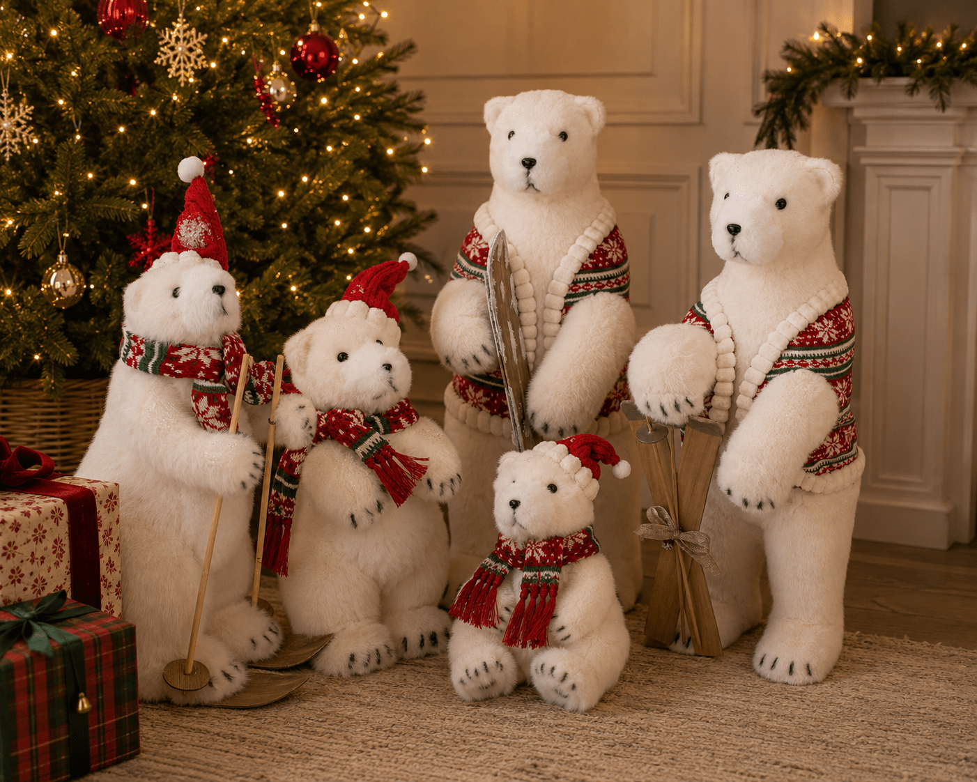 Fair Isle Knit Standing Polar Bear 33cm - Pure Apotheca