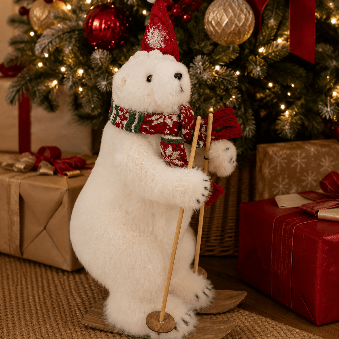 Fair Isle Knit Standing Polar Bear 42cm - Pure Apotheca