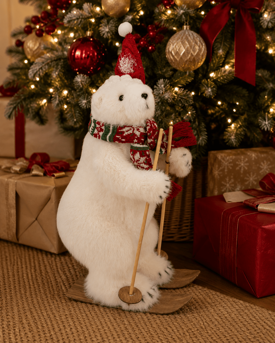 Fair Isle Knit Standing Polar Bear 42cm - Pure Apotheca