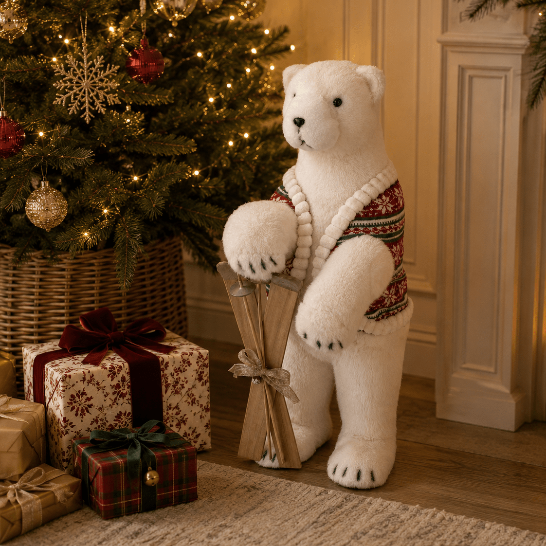 Fair Isle Knit Standing Polar Bear 80cm - Pure Apotheca