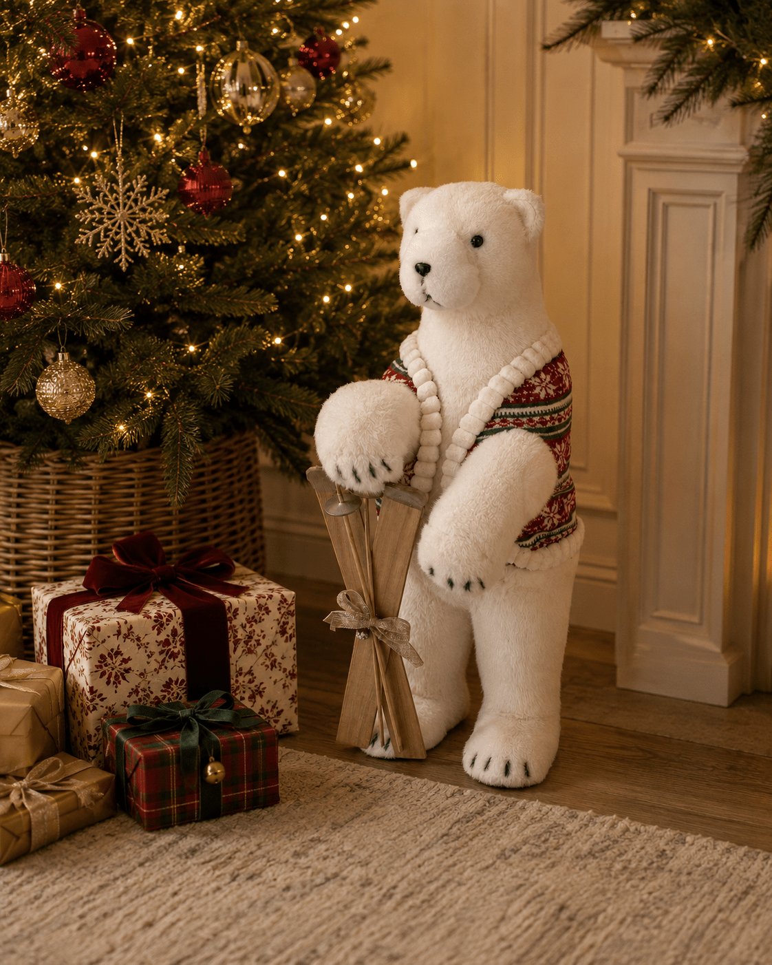Fair Isle Knit Standing Polar Bear 80cm - Pure Apotheca