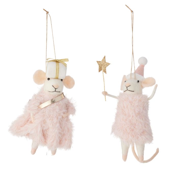 Fairy Mouse Felt Ornament 2ASSTD 9x8x13cm - Pure Apotheca
