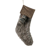 FAUX FUR POM POM STOCKING GREY - Pure Apotheca