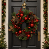 55cm Red Berry Pinecone Bauble Wreath