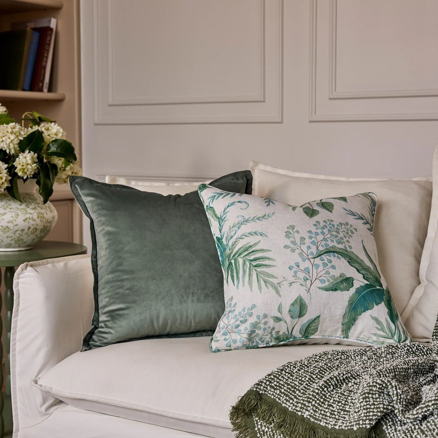 FERN BLUE GREEN CUSHION 50CM - Pure Apotheca