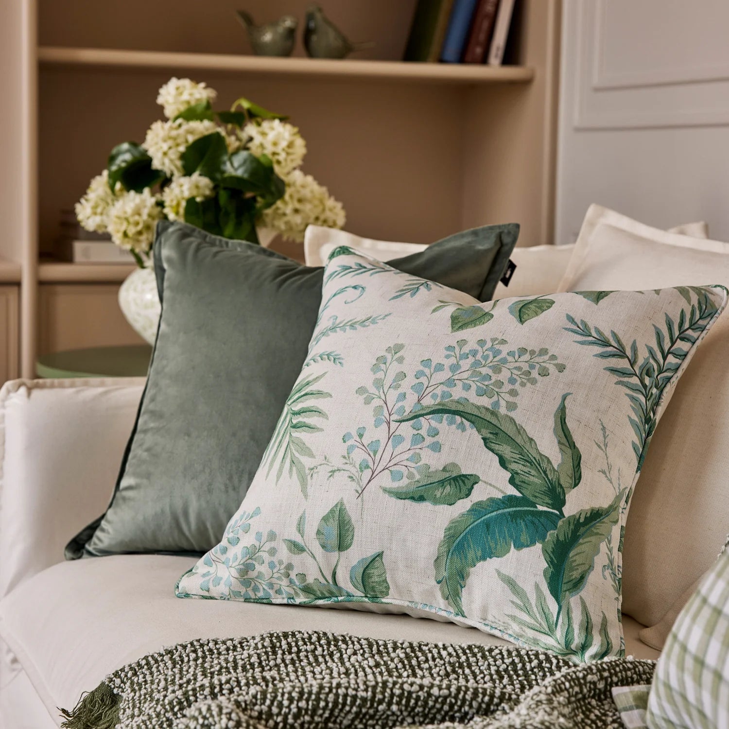 FERN BLUE GREEN CUSHION 50CM - Pure Apotheca