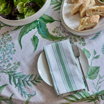 FERN GREEN/BLUE STRIPE NAPKIN SET/4 - Pure Apotheca