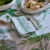 FERN GREEN/BLUE STRIPE NAPKIN SET/4 - Pure Apotheca