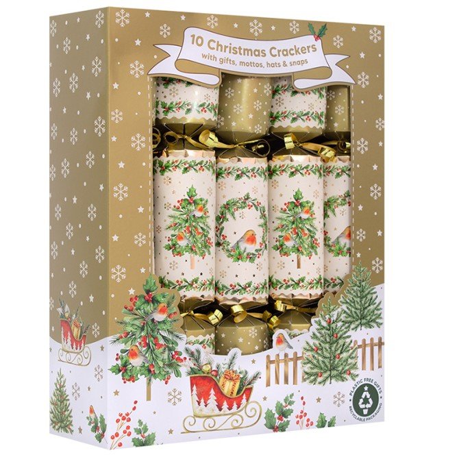 Festive Luxe Red Robin Tree Christmas Crackers 10pk - Pure Apotheca