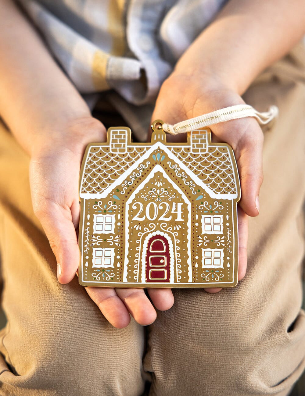 Fine Enamel Christmas Ornament - 2024 Gingerbread House - Pure Apotheca