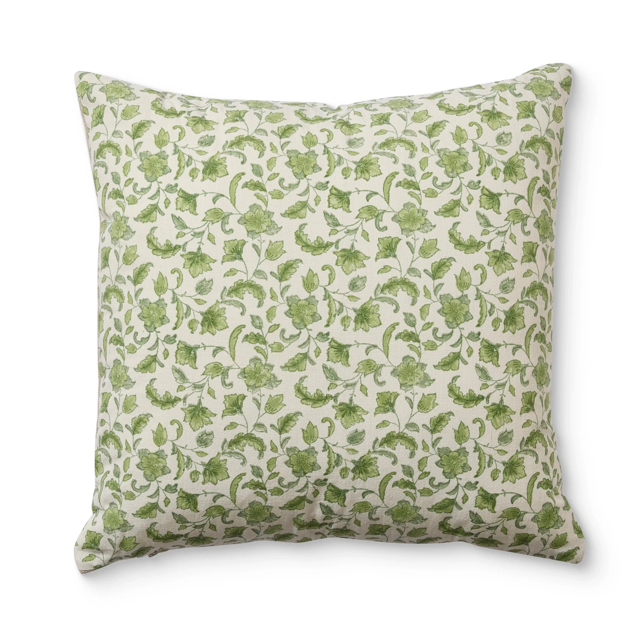 FLORIANA GREEN BLOCK PRINT CUSHION 50CM - Pure Apotheca