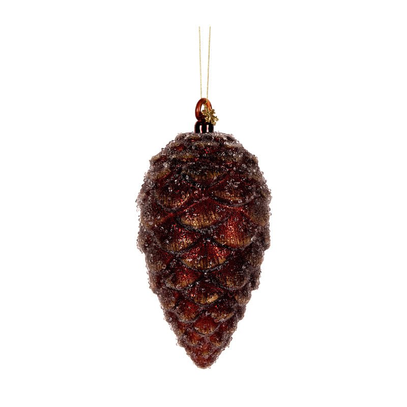 FROSTED BROWN LONG PINECONE BAUBLE - Pure Apotheca