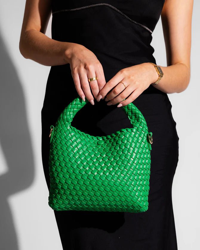 Gabby Mini Woven Shoulder Bag Apple Green - Pure Apotheca