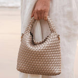 Gabby Mini Woven Shoulder Bag Pink Champagne - Pure Apotheca