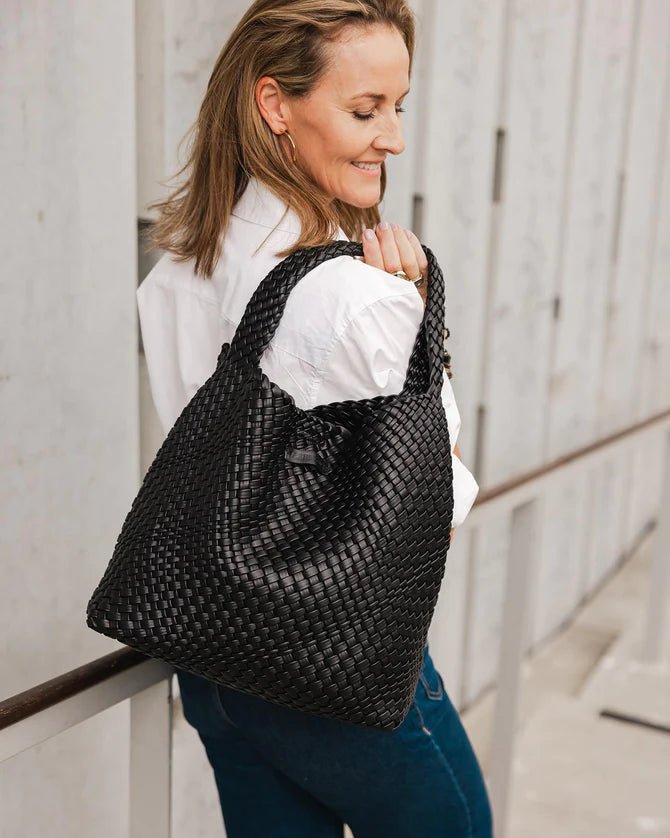 Gabby Woven Shoulder Bag Black - Pure Apotheca