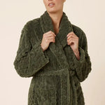 Gabriella Plush Long Robe Olive Medium - Pure Apotheca